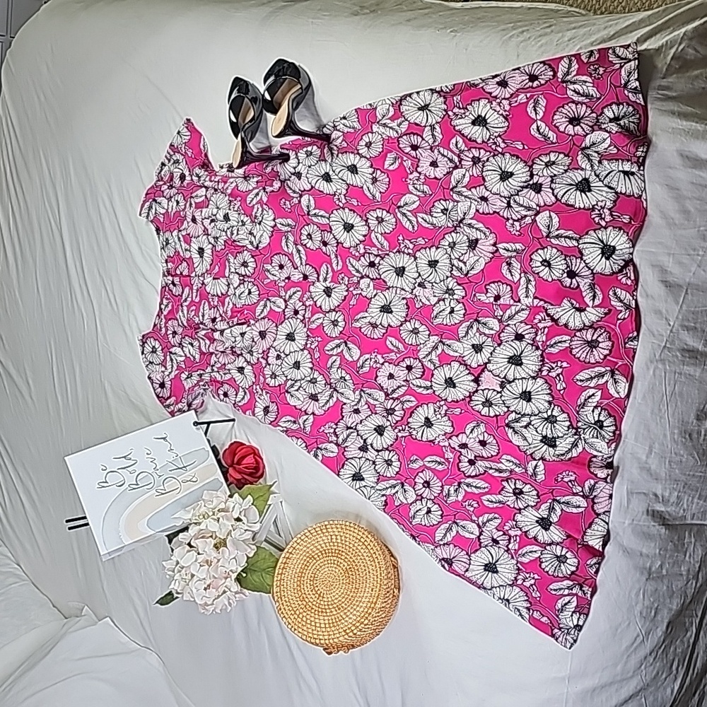 Talbots Pink Floral Asymmetrical Dress